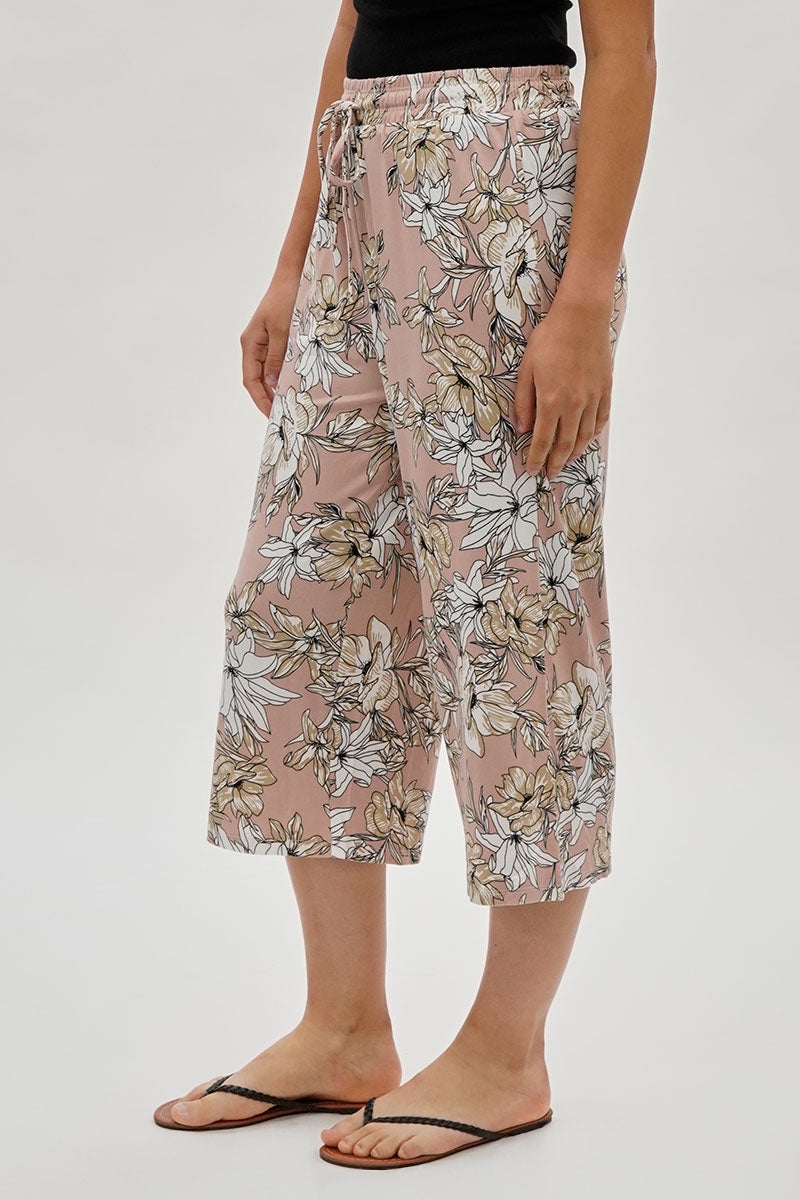 International INC Company Floral Wide Leg Capris Pants - Blush - Womens Pants - Fairweather