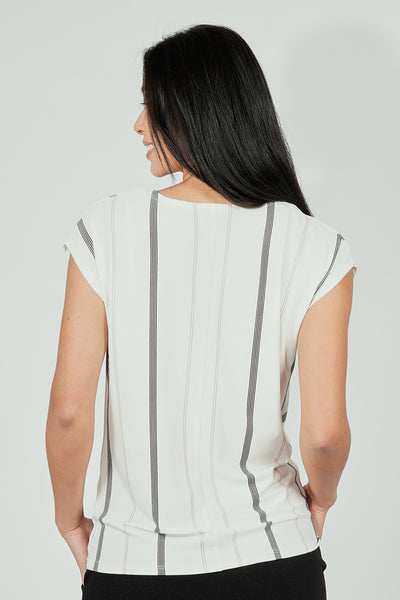 Beechers Brook Striped Circle Neck Tee - White - Womens Tees & Tank Tops - Fairweather