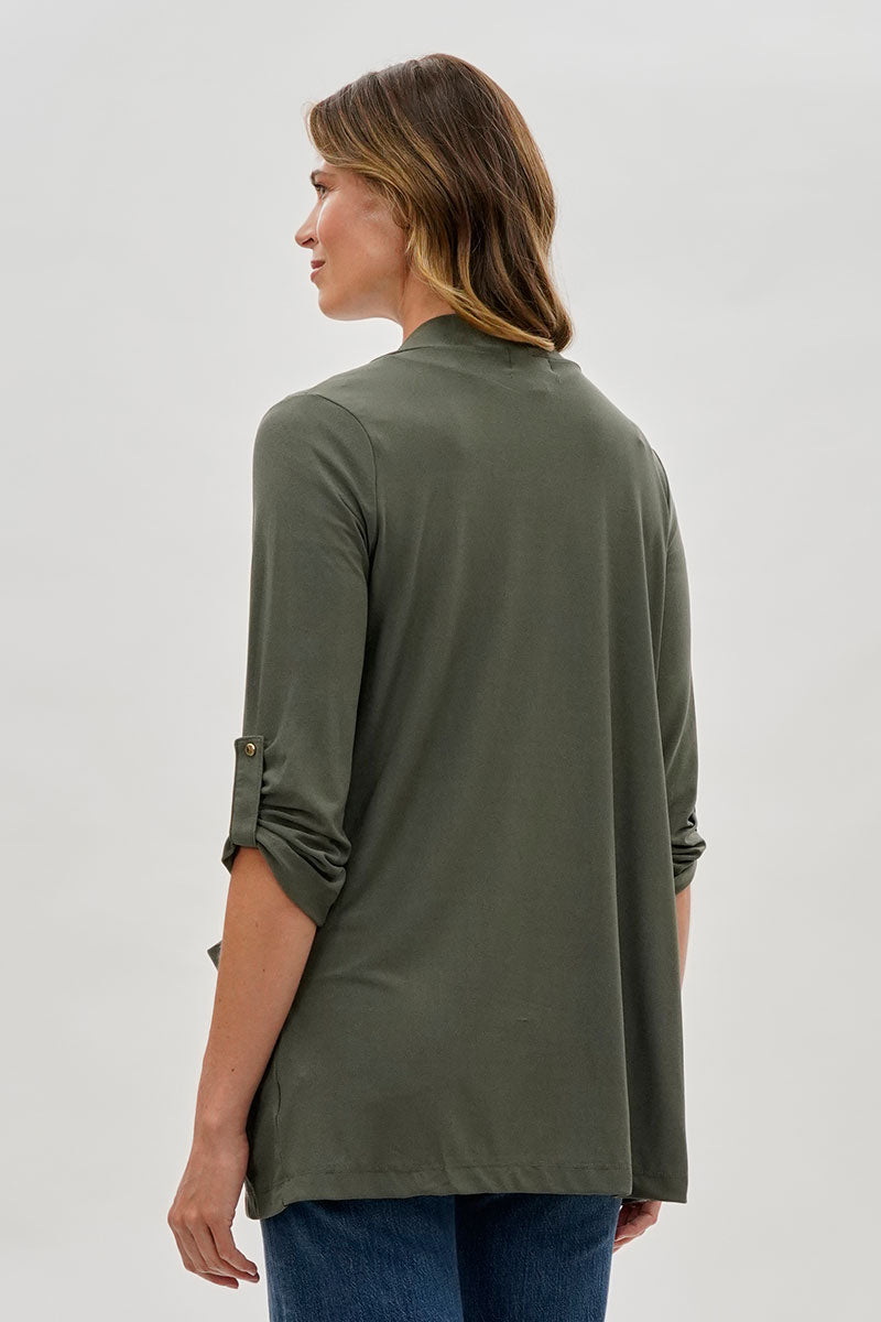 Costa Blanca Open Lightweight Wrap Cardigan - Olive - Womens Cardigans - Fairweather