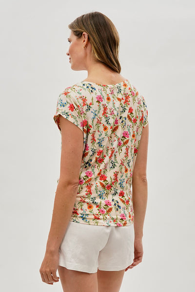 International INC Company Floral Ruched Side Blouse - Cream - Womens Shirts & Blouses - Fairweather
