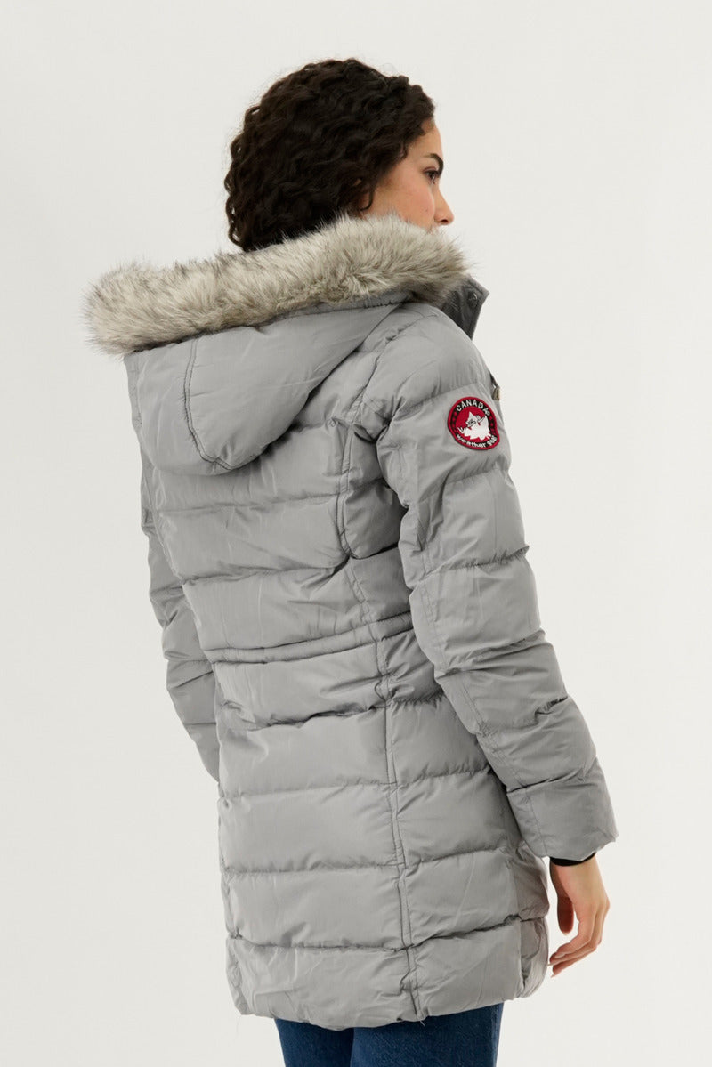 Canada Weather Gear Tie Waist Puffer Parka Jacket - Stone - Womens Parka Jackets - Fairweather