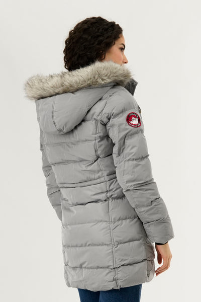 Canada Weather Gear Tie Waist Puffer Parka Jacket - Stone - Womens Parka Jackets - Fairweather