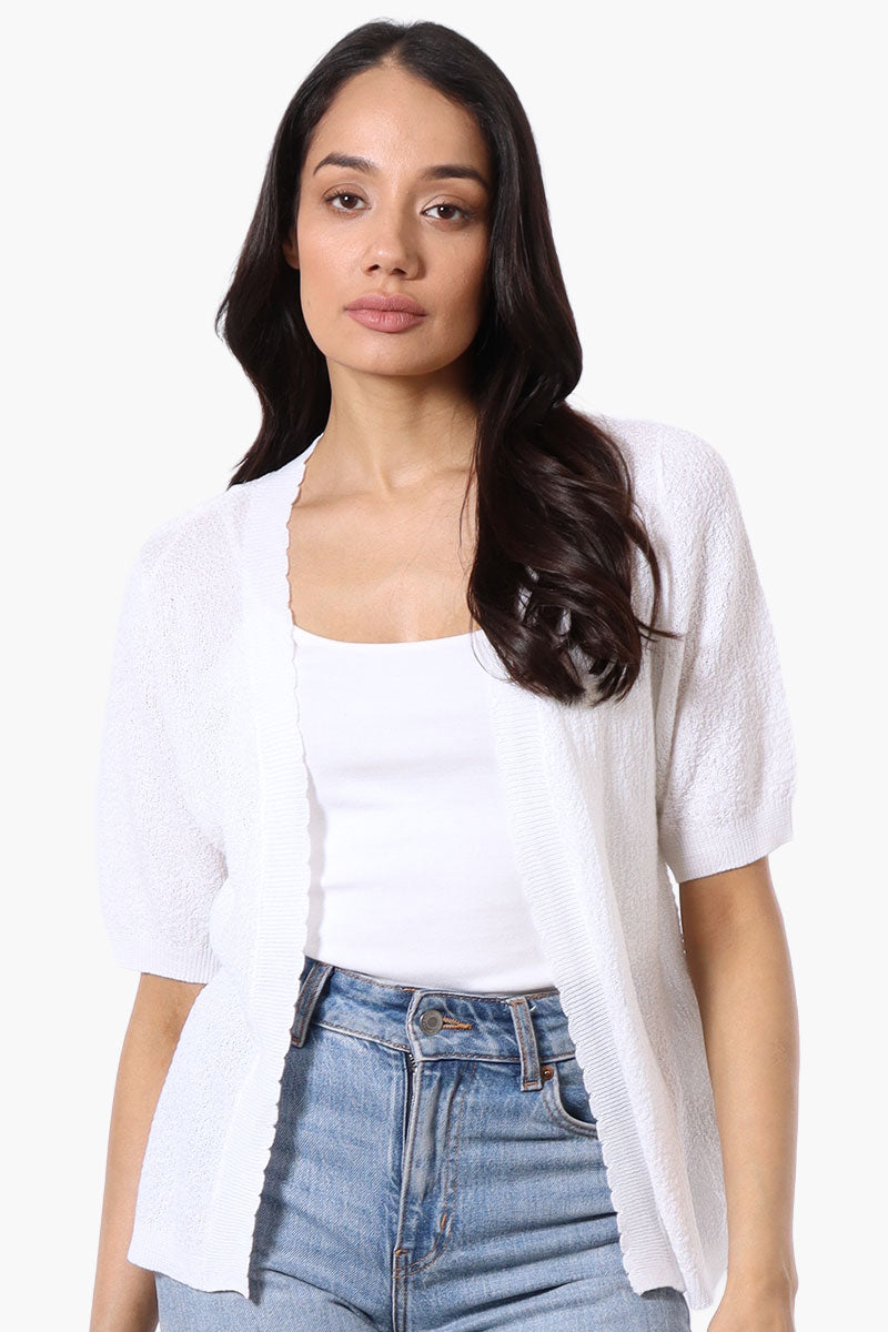 Beechers Brook Textured Open Shrug Cardigan - White - Womens Cardigans - Fairweather