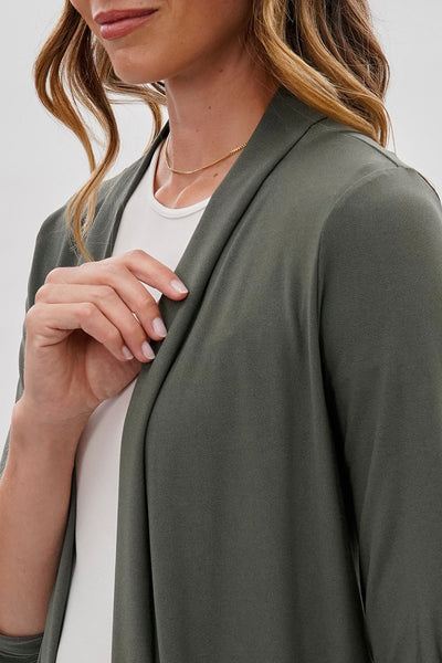 Costa Blanca Open Lightweight Wrap Cardigan - Olive - Womens Cardigans - Fairweather
