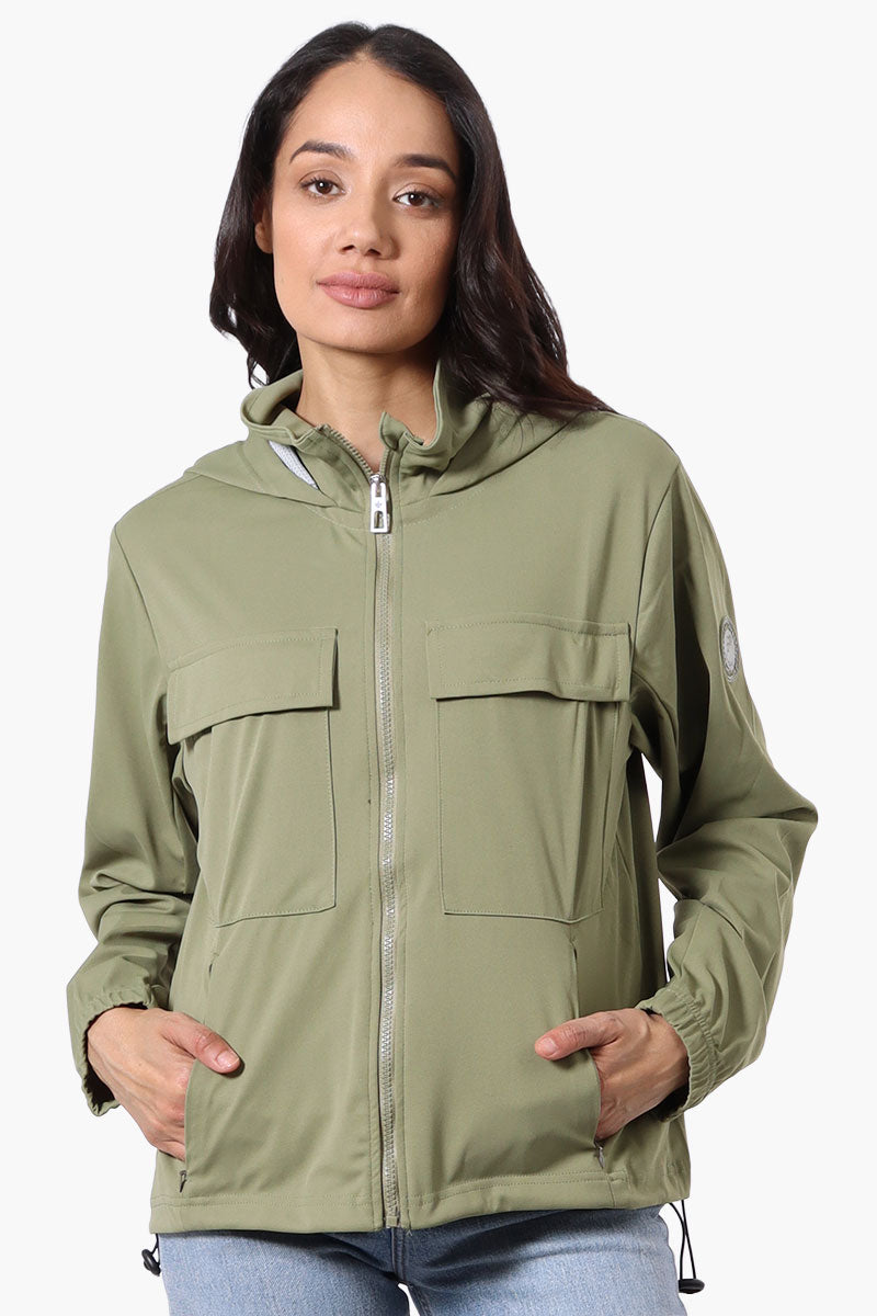 Canada Weather Gear Hooded 4 Pocket Zip Up Lightweight Jacket - Olive - Womens Lightweight Jackets - Fairweather