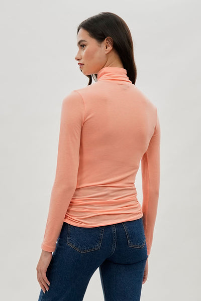 Magazine Cinched Side Turtleneck Long Sleeve Top - Pink - Womens Long Sleeve Tops - Fairweather