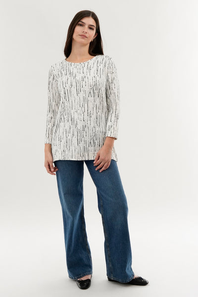 International INC Company Patterned 3/4 Sleeve Blouse - White - Womens Shirts & Blouses - Fairweather
