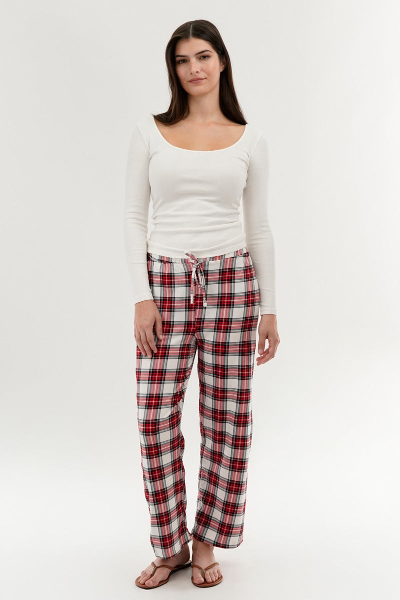 Canada Weather Gear Plaid Wide Leg Pajama Pants - White - Womens Pajamas - Fairweather