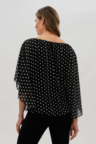 Costa Blanca Polka Dot Chiffon Blouse - Black - Womens Shirts & Blouses - Fairweather