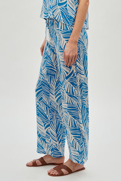 International INC Company Leaf Print Wide Leg Pants - Blue - Womens Pants - Fairweather