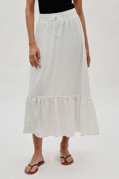 Stylexchange Vintage Tiered Cinched Skirt - White - Womens Skirts - Fairweather
