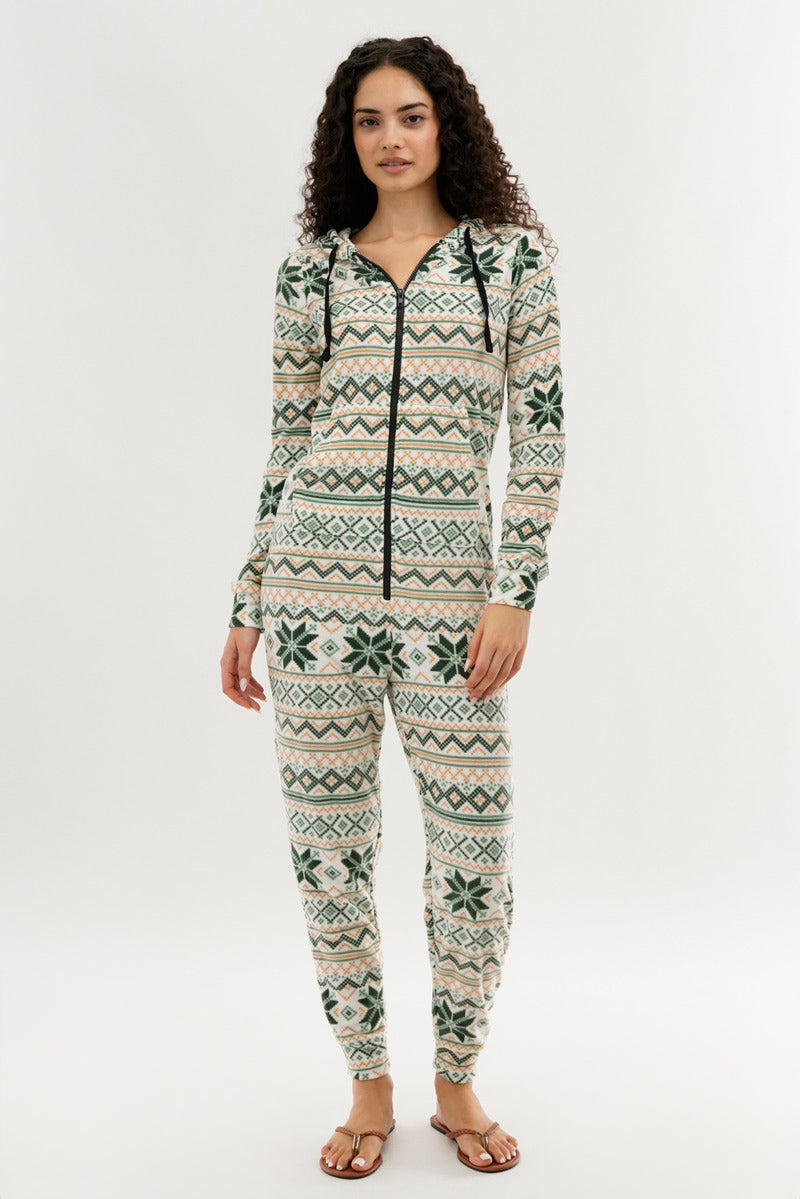 Canada Weather Gear Festive Print Fleece Onesie - White
