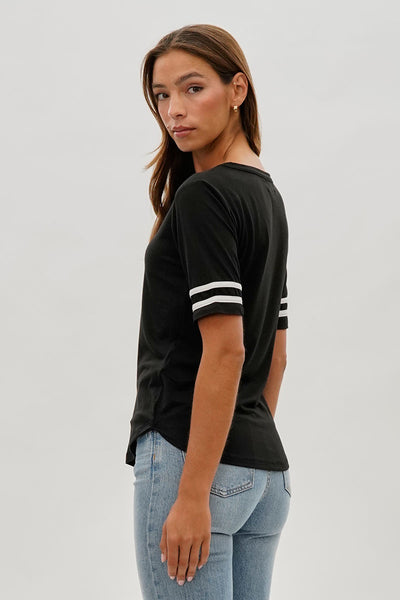 Stylexchange Vintage Striped Varsity Tee - Black - Womens Tees & Tank Tops - Fairweather