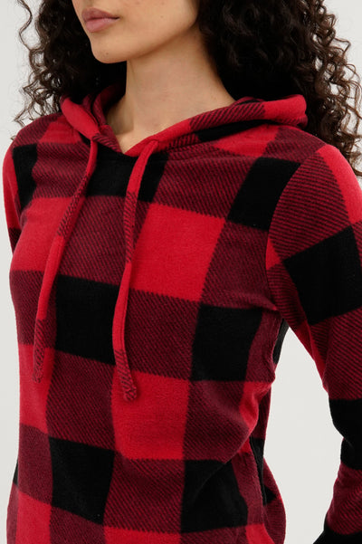 Canada Weather Gear Plaid Hooded Pajama Top - Red