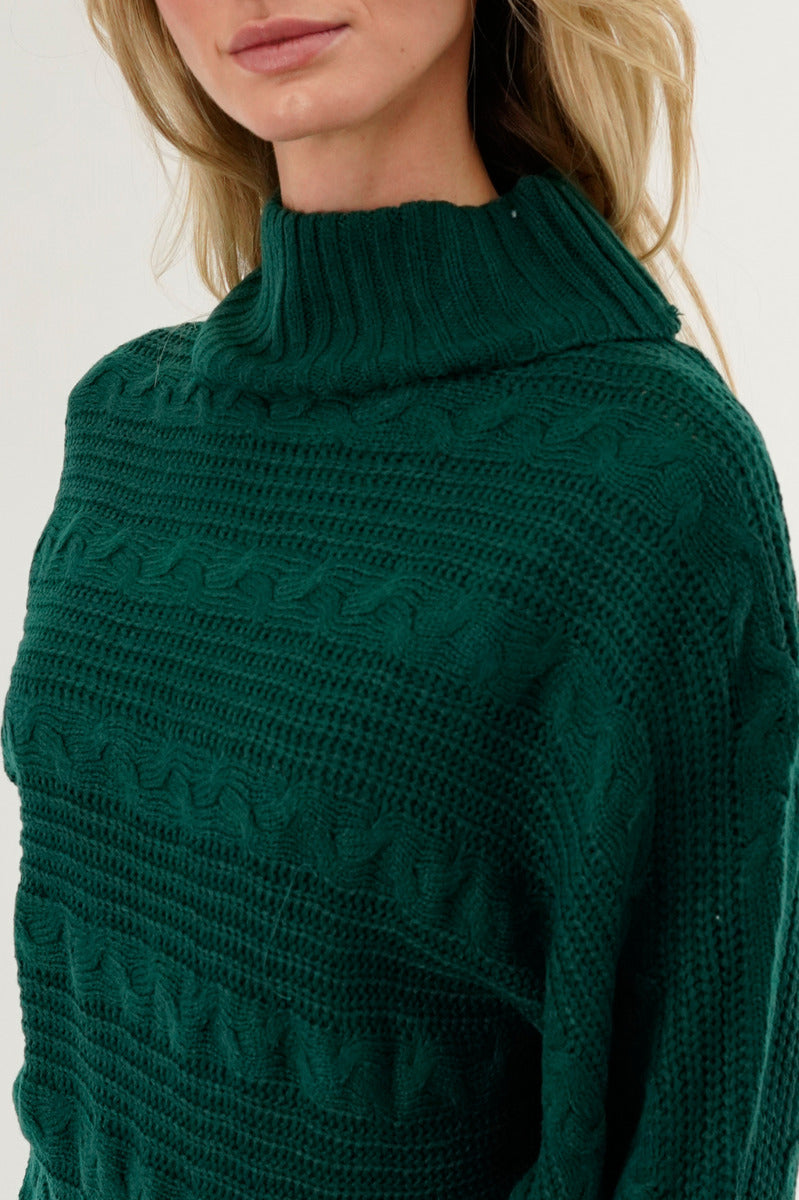 Beechers Brook Cable Knit Mock Neck Pullover Sweater - Green - Womens Pullover Sweaters - Fairweather