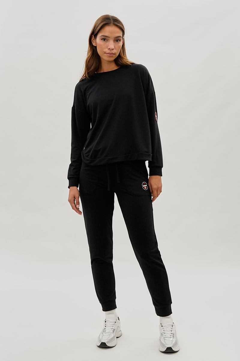 Pull Fahrenheit à épaules tombantes et boutons latéraux - Noir