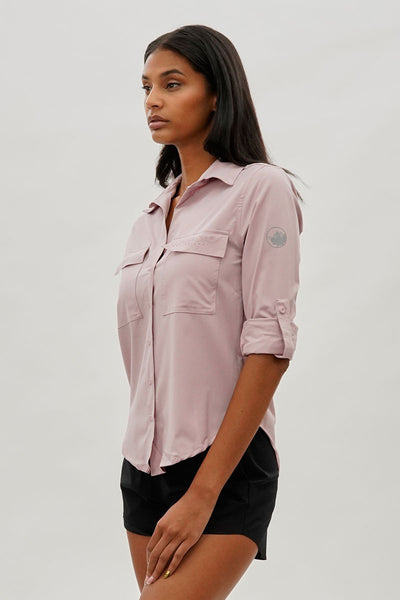 Canada Weather Gear Button Up Ripstop Utility Shirt - Pink - Womens Shirts & Blouses - Fairweather