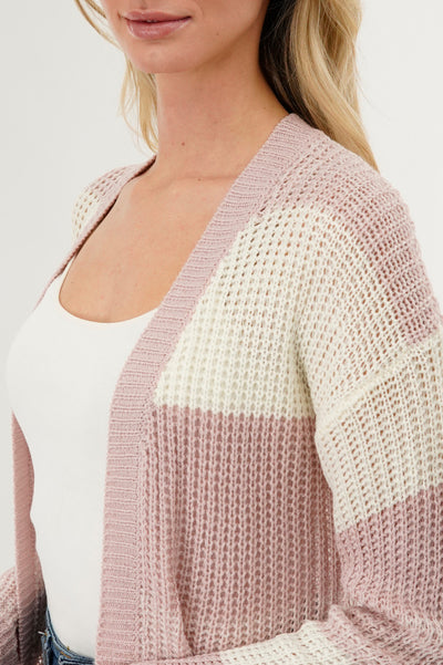 Stylexchange Striped Knit Cardigan - Pink - Womens Cardigans - Fairweather