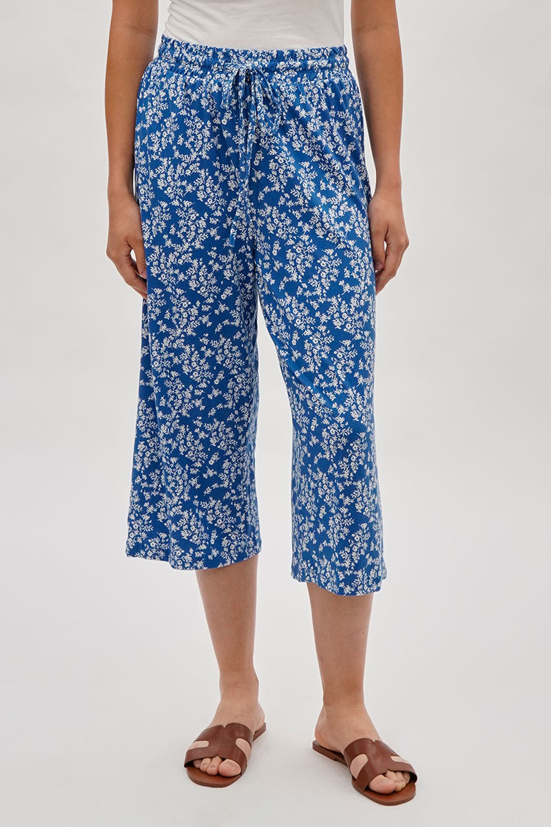 International INC Company Floral Wide Leg Capris Pants - Blue - Womens Pants - Fairweather