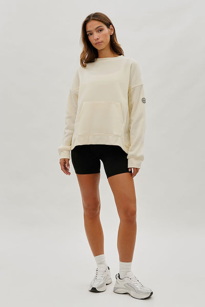 Fahrenheit Drop Shoulder Kangaroo Pocket Sweatshirt - Cream - Womens Hoodies & Sweatshirts - Fairweather