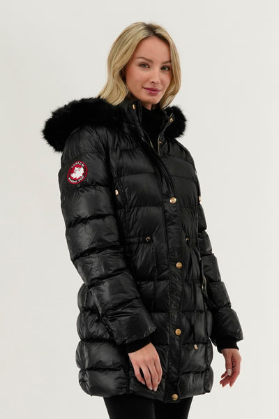 Canada Weather Gear Tie Waist Puffer Parka Jacket - Black - Womens Parka Jackets - Fairweather