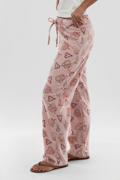 Canada Weather Gear Festive Print Wide Leg Pajama Pants - Pink - Womens Pajamas - Fairweather