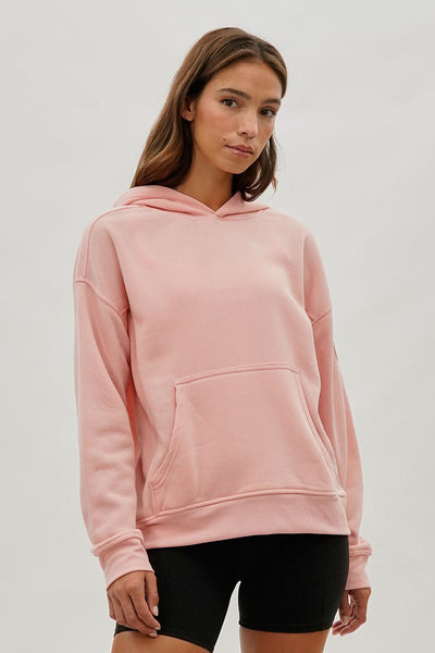 Fahrenheit Drop Shoulder Pullover Hoodie - Pink - Womens Hoodies & Sweatshirts - Fairweather