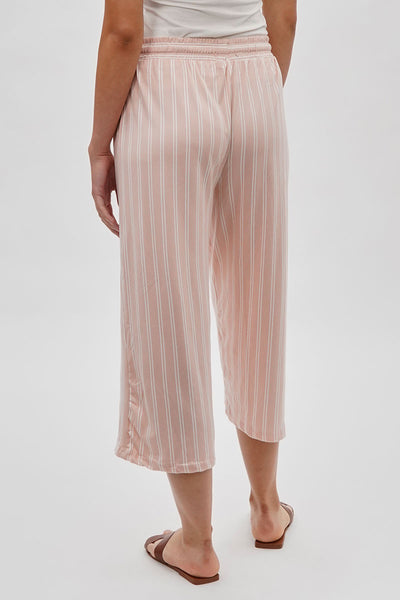 International INC Company Striped Wide Leg Capris Pants - Blush - Womens Pants - Fairweather