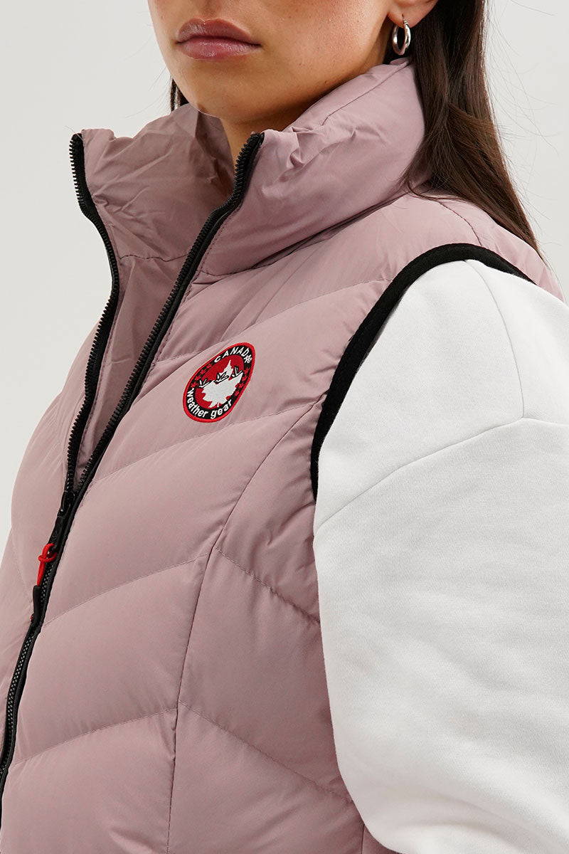 Canada Weather Gear Chevron Bubble Vest - Pink - Womens Vests - Fairweather