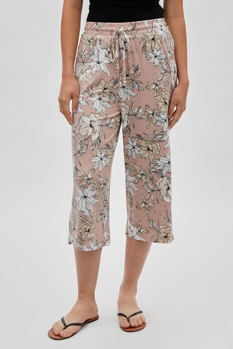 International INC Company Floral Wide Leg Capris Pants - Blush - Womens Pants - Fairweather