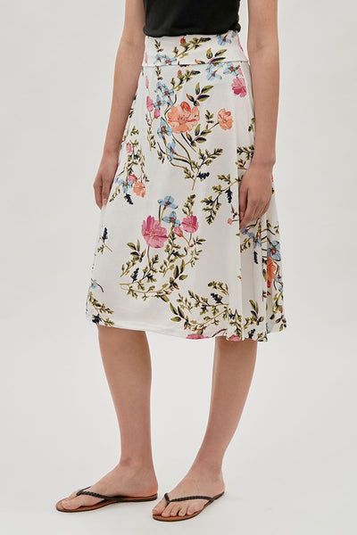 International INC Company Floral Fold Over Midi Skirt - White - Womens Skirts - Fairweather