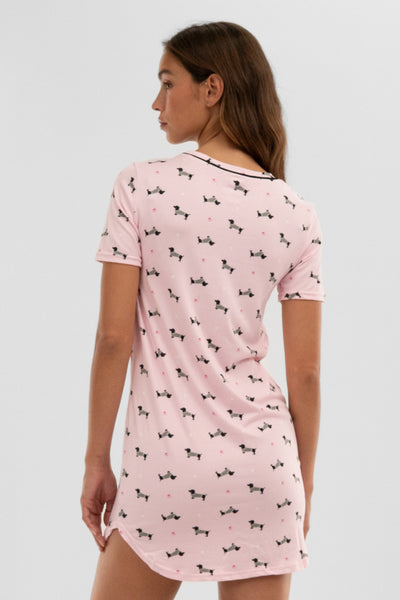 Canada Weather Gear Dog Print Tunic Pajama Top - Pink - Womens Pajamas - Fairweather