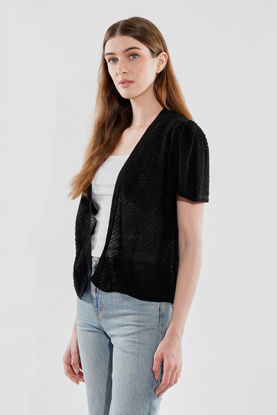 Beechers Brook Short Sleeve Open Shrug Cardigan - Black