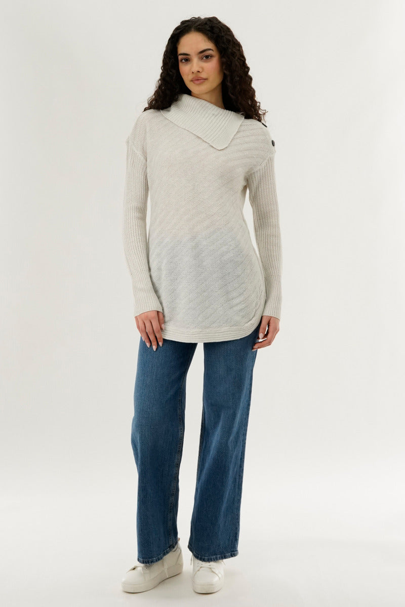 Beechers Brook High Neck Pullover Sweater - Cream - Womens Pullover Sweaters - Fairweather