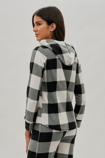 Canada Weather Gear Plaid Hooded Pajama Top - White - Womens Pajamas - Fairweather