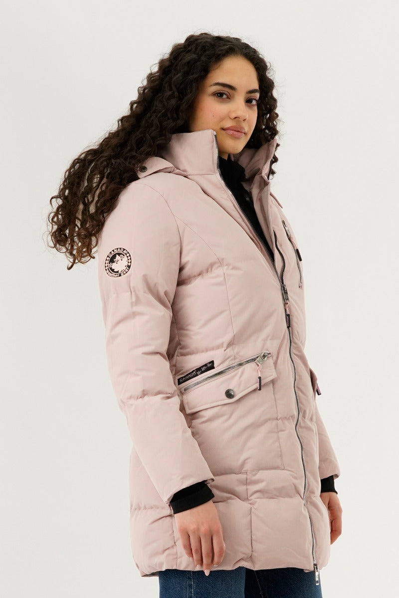 Canada Weather Gear Faux Fur Lined Hood Parka Jacket - Blush - Womens Parka Jackets - Fairweather