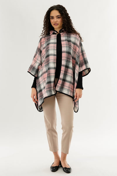 Canada Weather Gear Plaid Tartan Poncho - Pink - Womens Ponchos - Fairweather