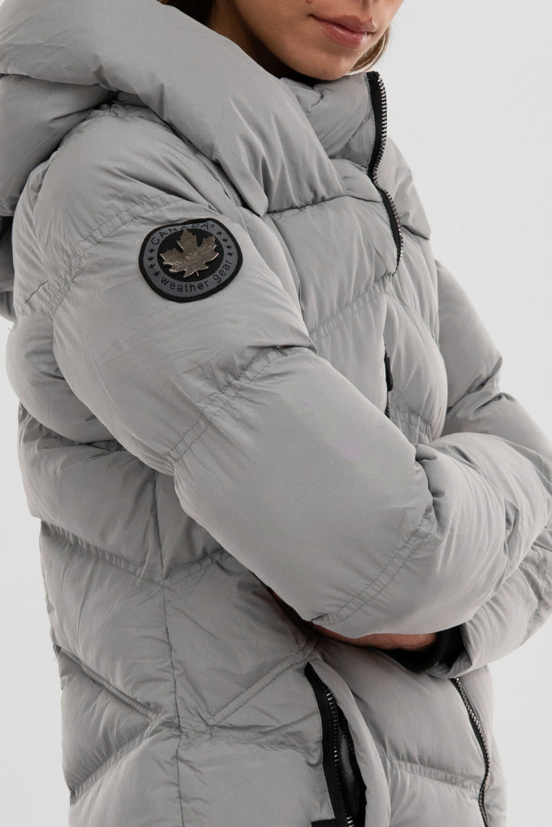 Canada Weather Gear Chevron Quilted Parka Jacket - Grey - Womens Parka Jackets - Fairweather