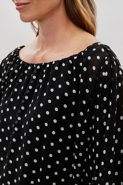 Costa Blanca Polka Dot Chiffon Blouse - Black - Womens Shirts & Blouses - Fairweather