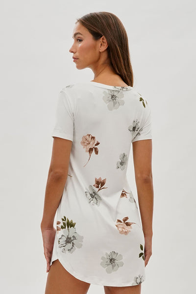Runaway Bay Floral Short Sleeve Henley Day Dress - White - Womens Day Dresses - Fairweather