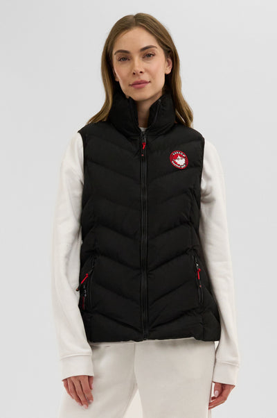 Canada Weather Gear Chevron Bubble Vest - Black - Womens Vests - Fairweather