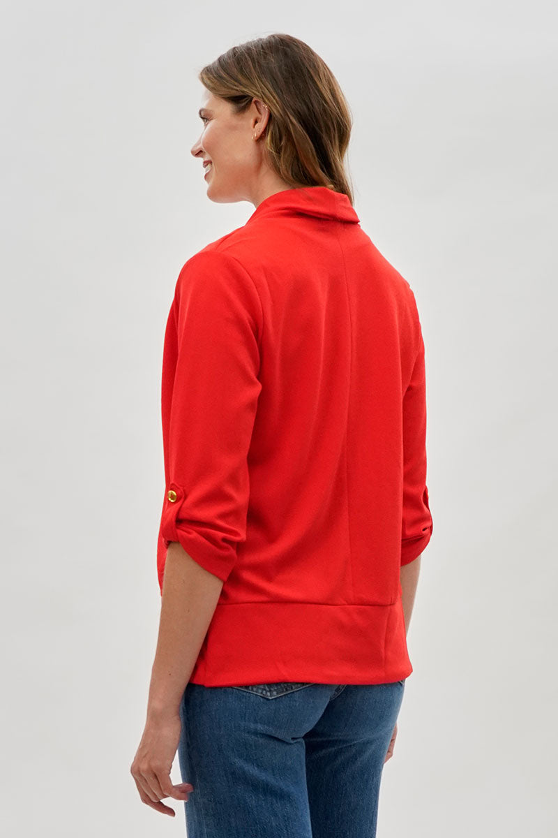 Majora Open Roll Up Sleeve Blazer - Red - Womens Blazers - Fairweather