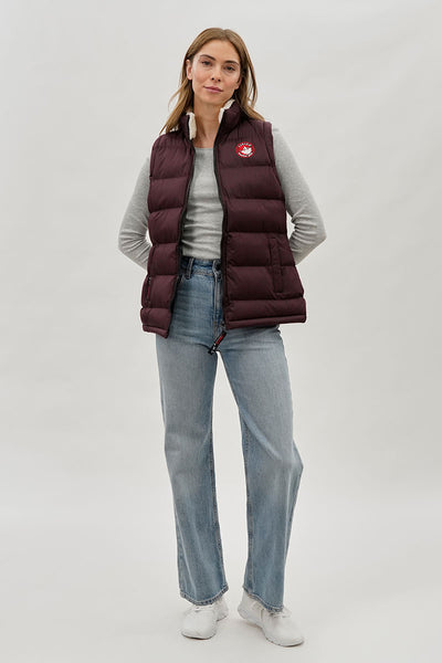 Gilet matelassé Canada Weather Gear à col doublé polaire – Bordeaux
