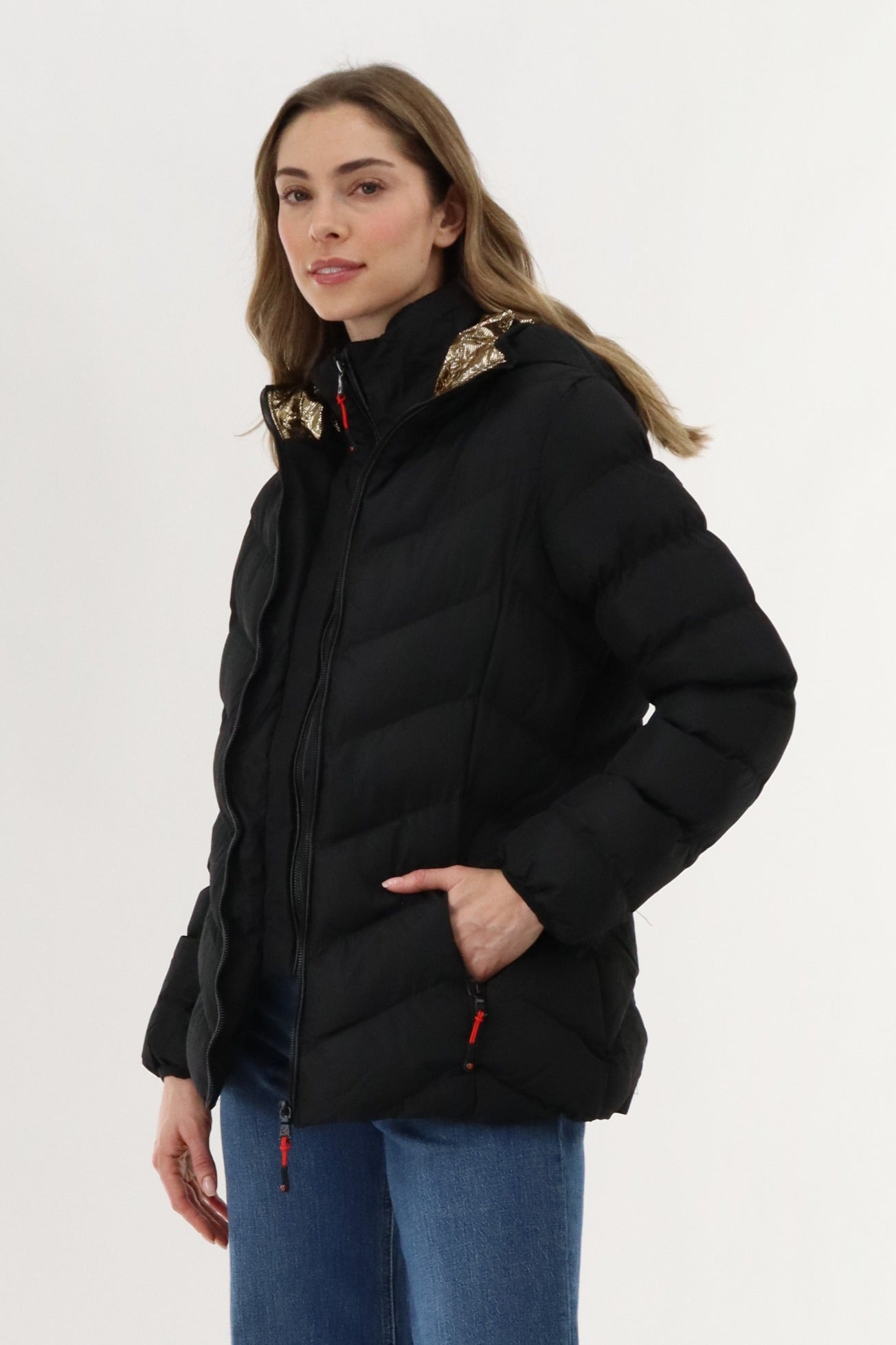 Canada Weather Gear Quilted Puffer Double Zip Bomber Jacket - Black - Womens Bomber Jackets - Fairweather
