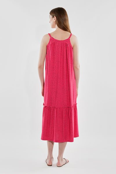 Beechers Brook Patterned Tiered Midi Dress - Pink