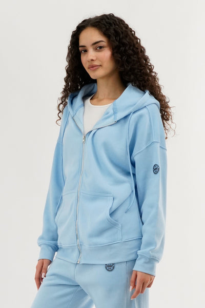 Fahrenheit Zip Up Drop Shoulder Hoodie - Aqua - Womens Hoodies & Sweatshirts - Fairweather
