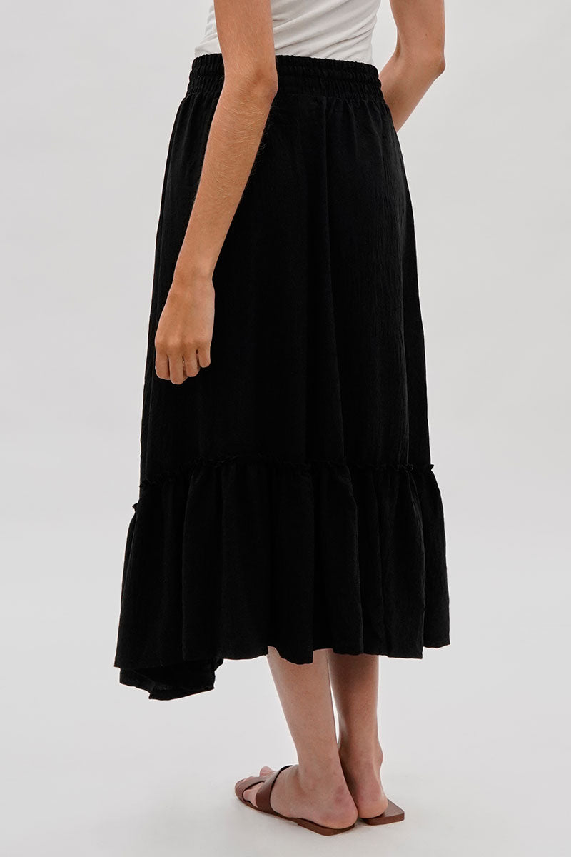 Stylexchange Vintage Tiered Cinched Skirt - Black - Womens Skirts - Fairweather