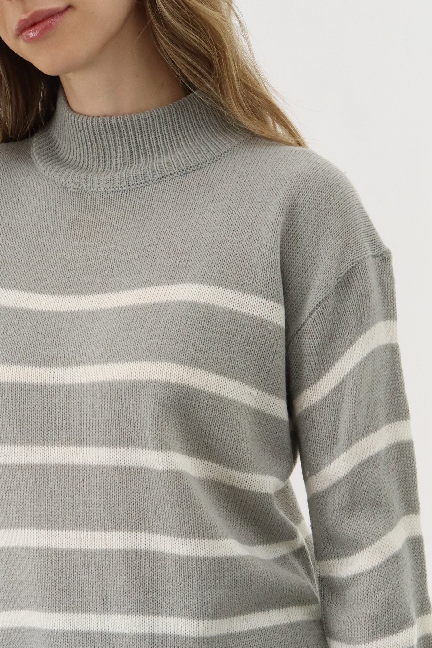 Beechers Brook Striped Knit Pullover Sweater - Grey - Womens Pullover Sweaters - Fairweather