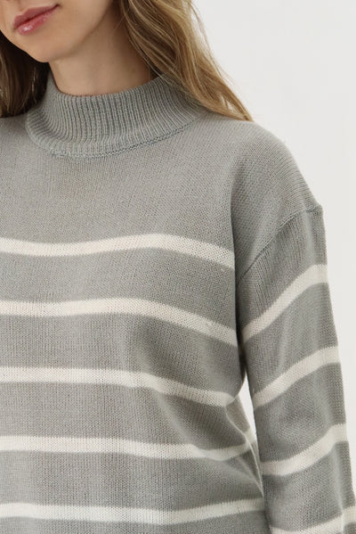 Beechers Brook Striped Knit Pullover Sweater - Grey - Womens Pullover Sweaters - Fairweather