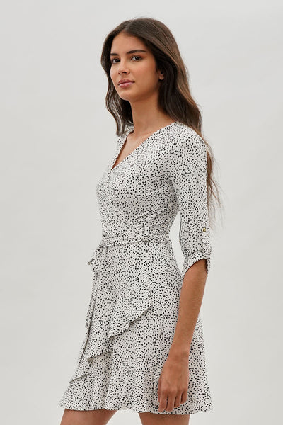 International INC Company Belted Polka Dot Print Day Dress - White - Womens Day Dresses - Fairweather